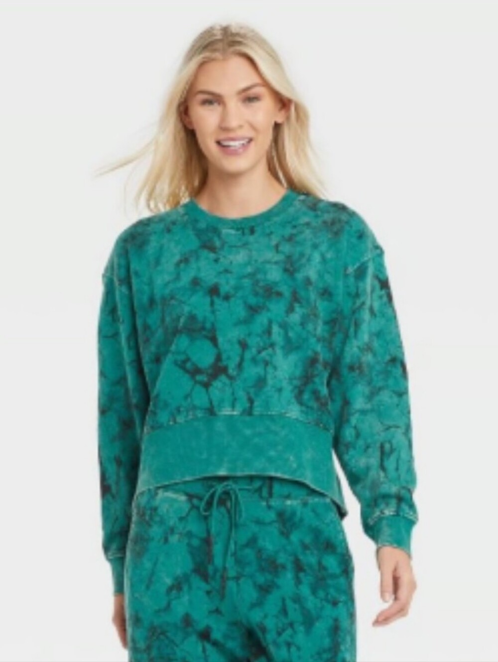 JoyLab Pullover Crewneck Sweater in Tie-Dye  Blue Green Women's Size XS